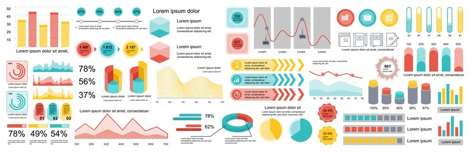 Mega set of infographic elements data visualization vector design template... Illustrazione stock