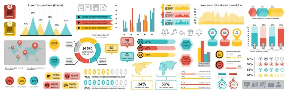 Mega set of infographic elements data visualization vector design template... Stock Illustration