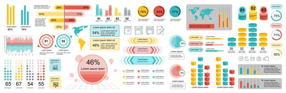 Mega set of infographic elements data visualization vector design template... Illustrazione stock