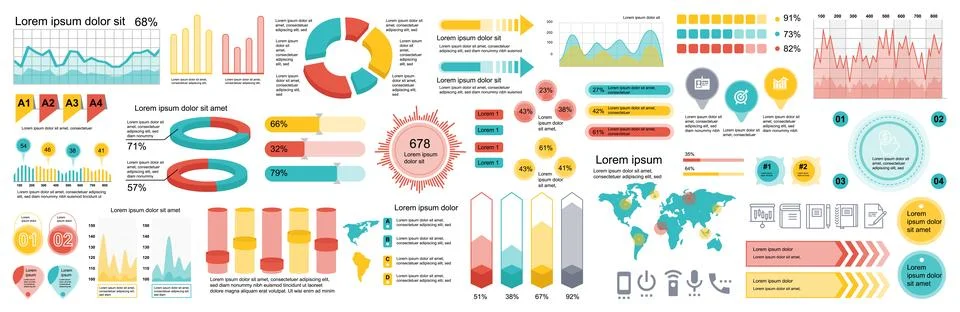 Mega set of infographic elements data visualization vector design template... Illustrazione stock