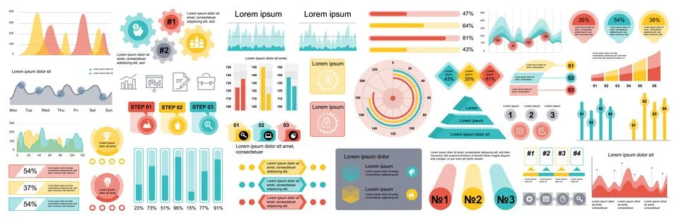 Mega set of infographic elements data visualization vector design template... Stock Illustration