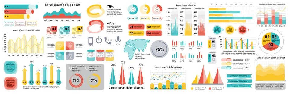 Mega set of infographic elements data visualization vector design template... Illustrazione stock