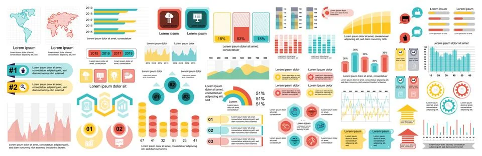 Mega set of infographic elements data visualization vector design template... 스톡 일러스트