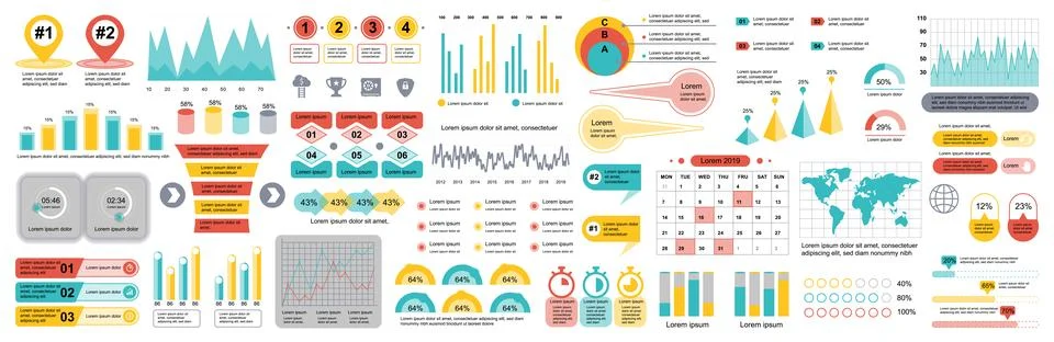 Mega set of infographic elements data visualization vector design template... 스톡 일러스트