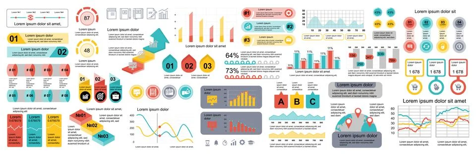 Mega set of infographic elements data visualization vector design template... Stock Illustration