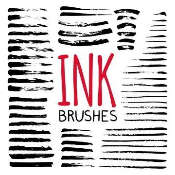 Mega set of ink brushes Stock Illustration