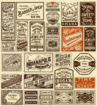 Mega set of old advertisements Stock Illustration