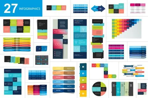 Mega set of Option step by step vertical schedule, tab, banner, bar. Vector d Stock Illustration