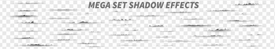 Mega set paper shadows. Torn ripped set collection shadows. Torn sheets of pa Stock Illustration