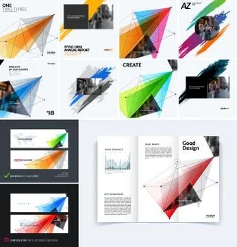 Mega set of templates, polygonal design for website, banner, stand, corporate Illustrazione stock