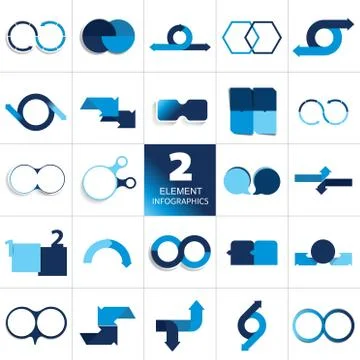 Mega set of two element infographics. two step charts, schemes. Stock Illustration