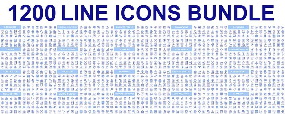 Mega set of vector thin line icons. Editable stroke. Contains such icon col.. Stock Illustration