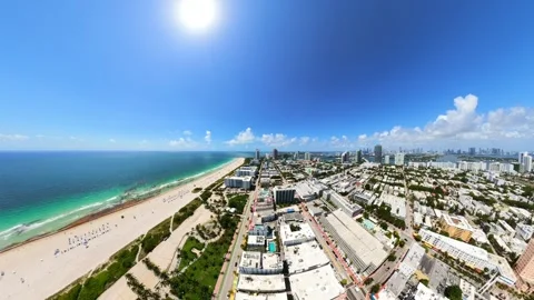 Mega wide angle aerial Miami Beach Summer 2026 Stock Footage 342083027