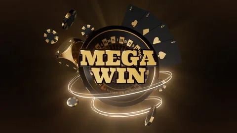 MEGA WIN Golden Text with Luxury Casino Elements VDO Background Stock Footage 311003620