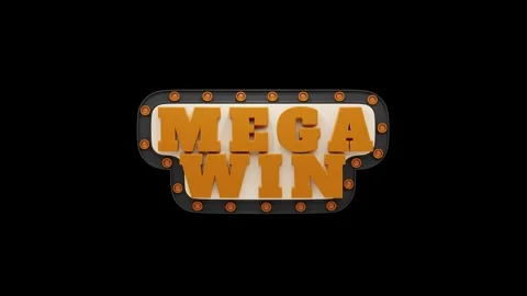 Mega Win Text with Flashing Lights Transparent Background Animation Stock Footage 309837869
