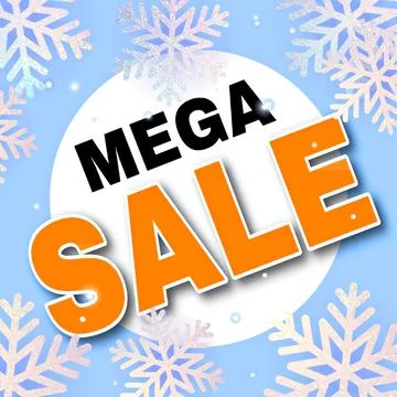 Mega winter sale template design for web or social media Stock Illustration