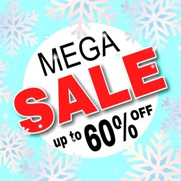 Mega winter sale template design for web or social media Stock Illustration