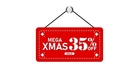 Mega Xmas 35% Off Tag Illustrazione stock