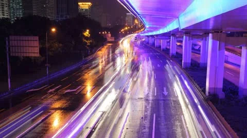 Megacity Highway, Time Lapse Stock Footage