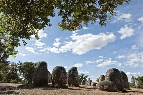 Megalithic monument of Almendres, Evora Stock Photos