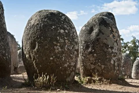 Megalithic monument of Almendres, Evora Stock Photos