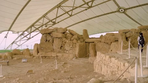 The Megalithic Pre Historic Temple of Mnajrda in Malta Stock Footage 246420210