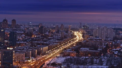 Megalopolis skyline at night Stock Footage 105131503