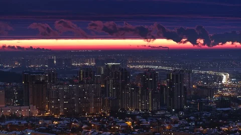Megalopolis skyline at night Stock Footage 105131670