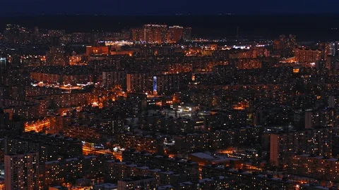 Megalopolis skyline at night Stock Footage 105131754
