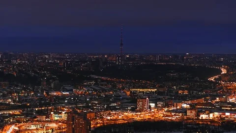Megalopolis skyline at night Stock Footage 105131778