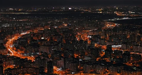 Megalopolis skyline at night. Stock Footage 105136077