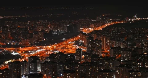 Megalopolis skyline at night. Stock Footage 105136463