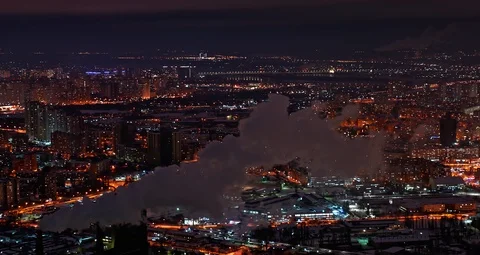 Megalopolis skyline at night. Stock Footage 105136541