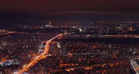 Megalopolis skyline at night. Stock Footage 105136584