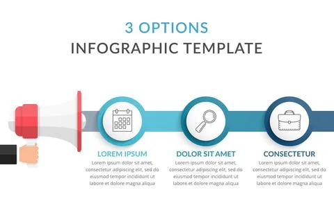 Megaphone with 3 Options Stock Illustration