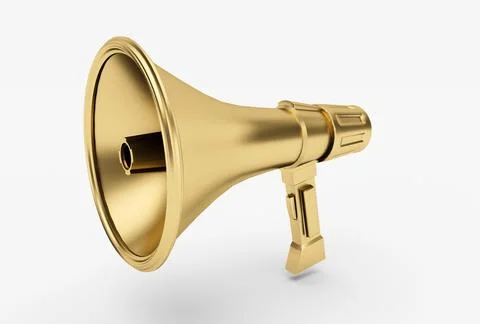 Megaphone 3d illustration minimal rendering on white background. Stock Photos