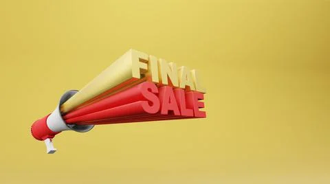 Megaphone 3d rendering with wording final sale 3d rendering Stock Illustration