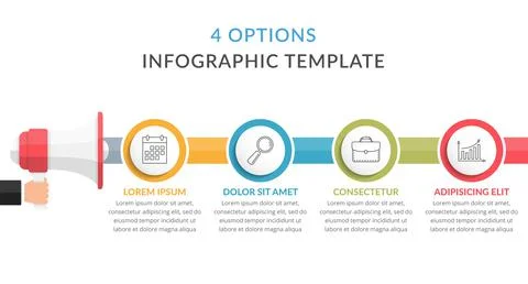 Megaphone with 4 Options Stock Illustration