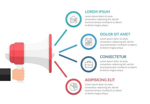 Megaphone with 4 Options Stock Illustration