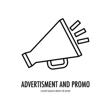 Megaphone Advertisement line Stock Illustration