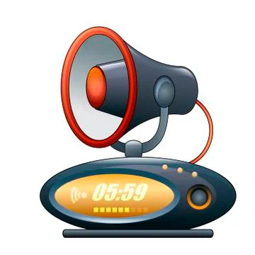 Megaphone alarm clock Stock Illustration