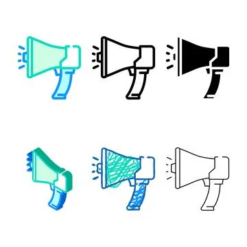 Megaphone alert multistyle color icon vector 库存插图