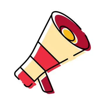 Megaphone amplifying communication spreading important announcement loud Stock Illustration