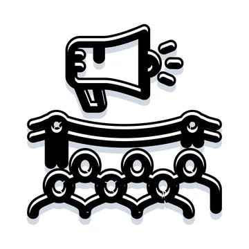 Megaphone amplifying message to people crowd Stock Illustration