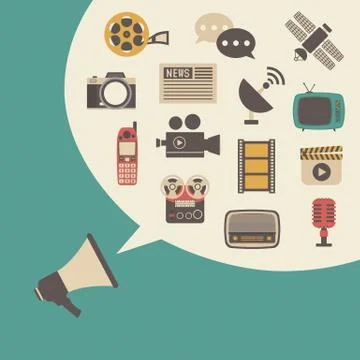 Megaphone and bubble speech Illustrazione stock