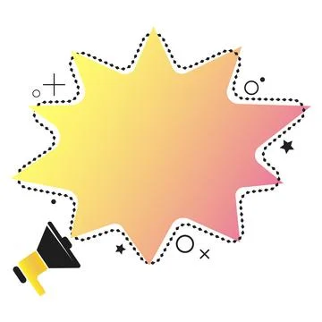 Megaphone and color cloud of message and advertisement Stock Illustration