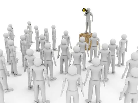 Megaphone and Crowd Stock Illustration