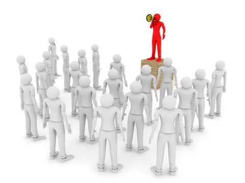 Megaphone and Crowd Stock Illustration