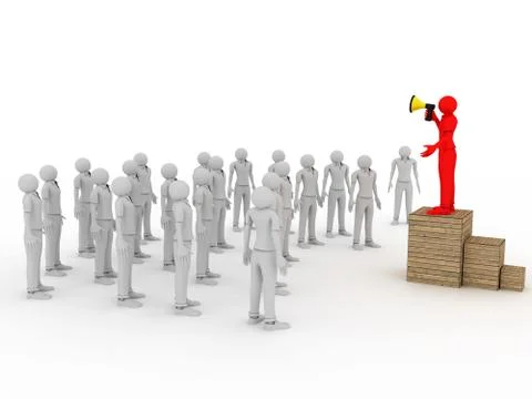 Megaphone and Crowd Stock Illustration