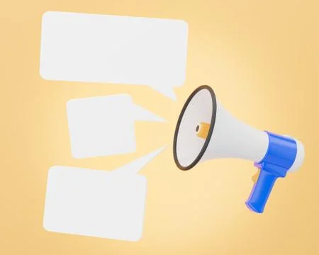 The megaphone and empty message box on orange background. Stock Illustration